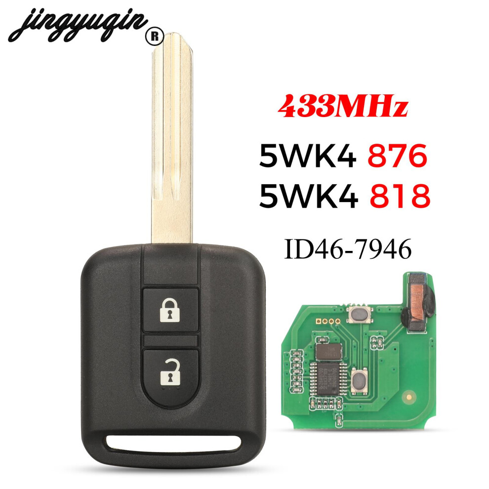 5Wk4876/ 818 Remote Key 433Mhz Id46 Pcf7946 Chip Fob For Nissan Elgrand X-Trail Qashqai Navara Micra Note Nv200 6935161680591