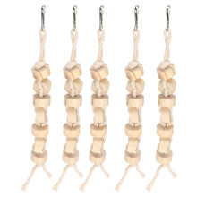 Australia Bird Chewing Toys 5Pcs Wooden Blocks with Cotton Rope for Cage Play