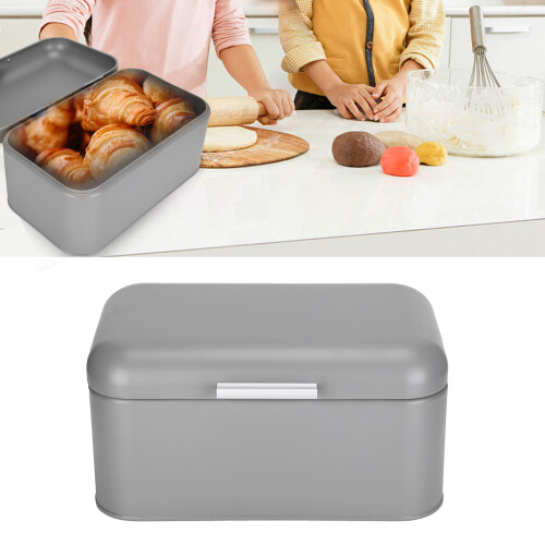 Gray Iron Bread Storage Box Organizer 12x7.9x5.9in Kitchen Bakery