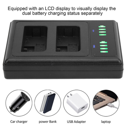 Double USB Camera Battery Charger for EN-EL25 with LCD Display, Fast Micro & Type-C 2