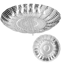 Stainless Steel Retractable Steaming Plate Rack Food Basket 26cm Silver