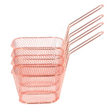 4Pcs Stainless Steel Frying Nets, Rose Gold, 10.4cm x 8.4cm