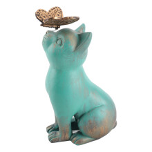Resin Sitting Cat Statue with Retro Mottled Finish Garden & Office Cat Decor