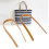 Beige DIY Split Leather Handbag Straps with 8 Light Gold Rivets Set 1
