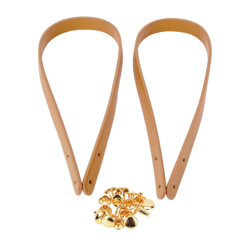 65cm DIY Leather Handle with Rivets for Bag & Luggage Patchwork – Beige BD207 1