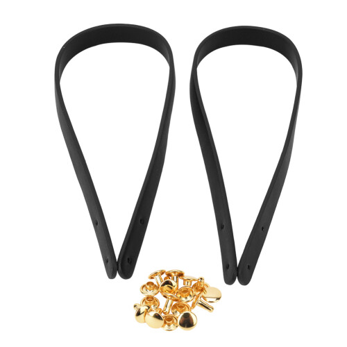 Split Leather Hand Strap Set 2pcs with 8 Gold Rivets for Custom Handmade Bags 1