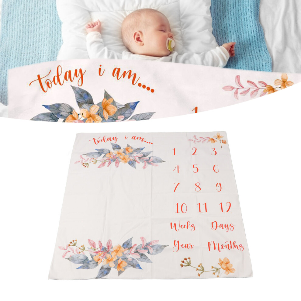 Soft Baby Milestone Blanket 100x100cm Washable Flower Pattern for Photos