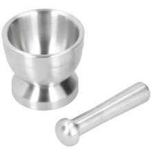 Stainless Steel Mortar Pestle & Garlic Press Set for Kitchen Use