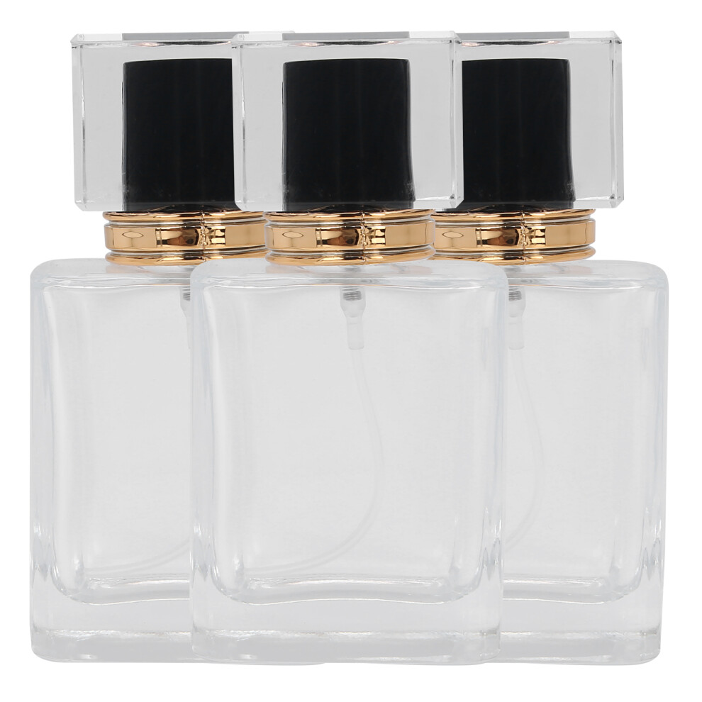 50ml Refillable Glass Perfume Spray Bottle, Transparent Liquid Atomizer, Pack of 3