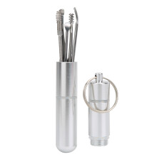6 Pc Stainless Steel Earwax Removers Set, Portable Keychain Silver