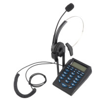 Corded Call Center Phone with Noise Cancelling Headset, Caller ID, Black