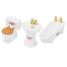 Miniatur-Wohnzimmer Set für Puppenhaus Keramik, Metall, Holz, 6cm Badewanne