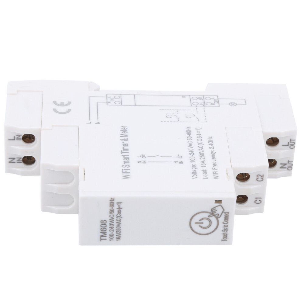 Tm608 Wifi Energy Meter 2.4Ghz 16A 100-240V Din Rail Smart Timer 6941388325184
