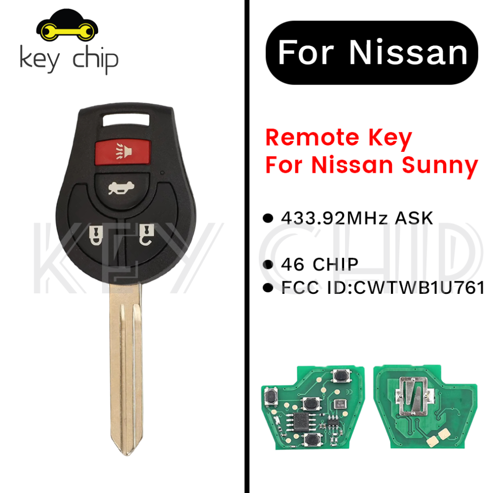 4 Button Remote Key For Nissan Sunny H0561-C993a 433.92Mhz Ask 46 Chip Fcc Id:cwtwb1u761 6935161644210