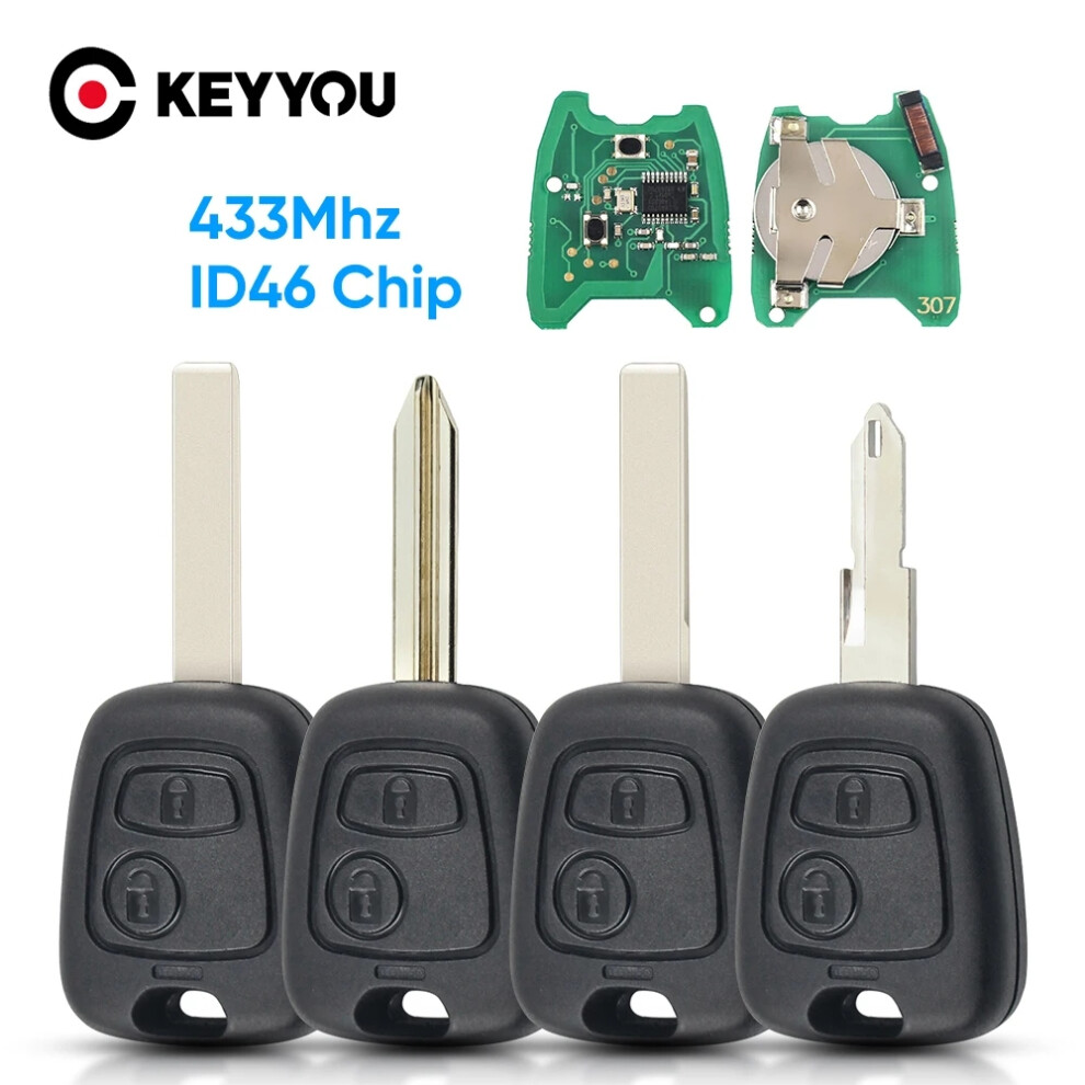 2 Buttons Remote Key Fob Controller For Peugeot 107 206 For Citroen C1 C3 For Toyota Aygo 433Mhz Id46 Chip 6935161637632