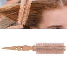 Aluminum Wooden Pointy Tail Round Brush for Blow Drying, Hair Salon