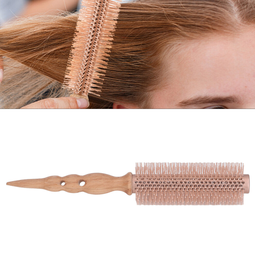 Aluminum Wooden Pointy Tail Round Brush for Blow Drying, Hair Salon
