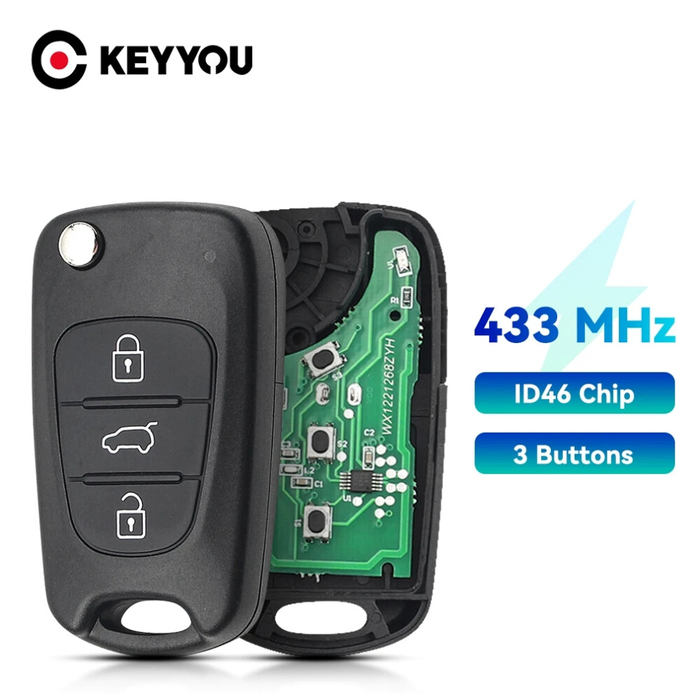 3 Buttons Remote Key Flip Folding Fob For Hyundai Yf Sonata I20 I30 Ix35 Avante Kia K2 K5 Sportage 433Mhz Id46 6935161641967