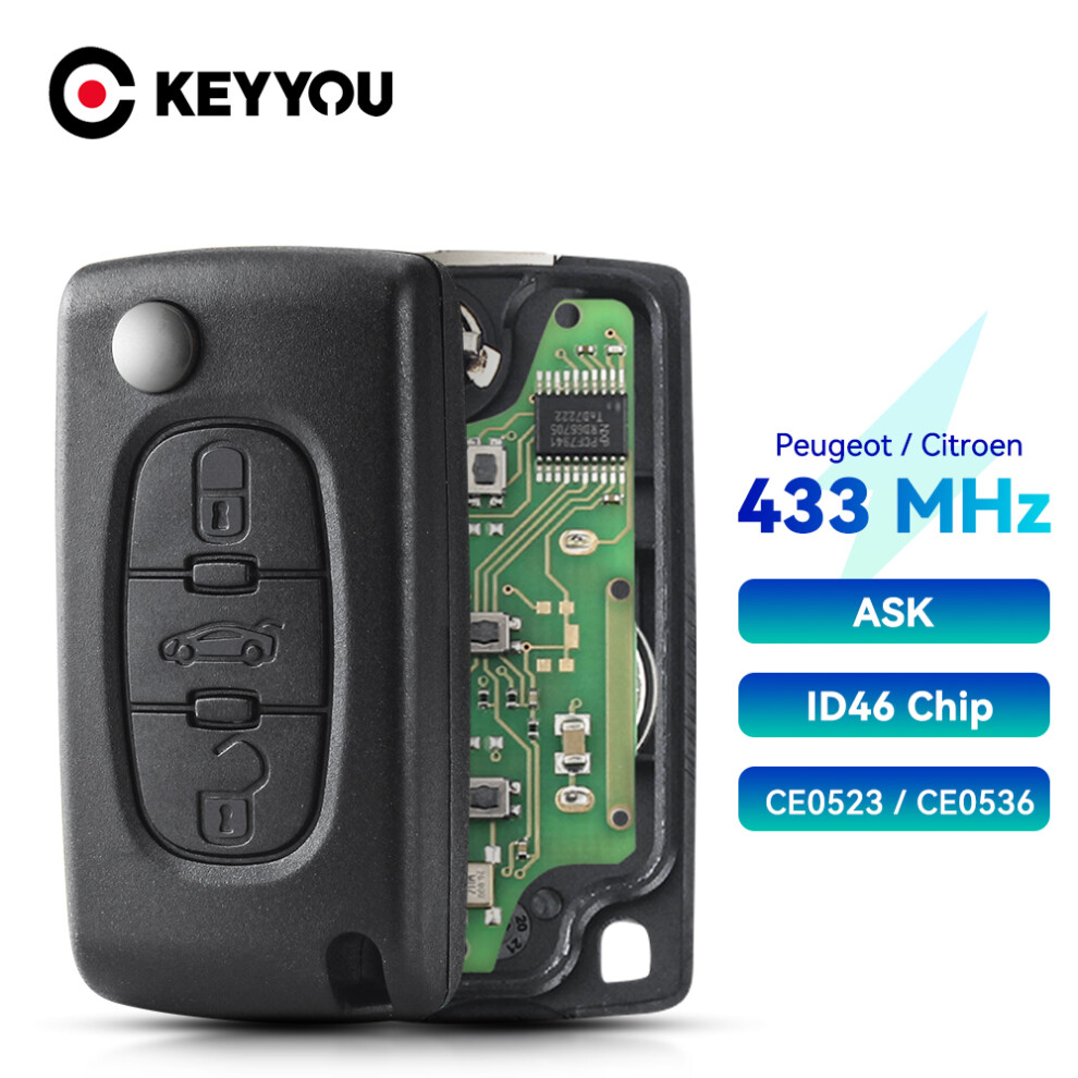 3 Buttons Remote Key Ce0523 For Peugeot 207 308 408 Key Ask 433Mhz Id46 - Pcf7941 Circuit Hu83 Blade Flip Remote Car Key 6935161641950