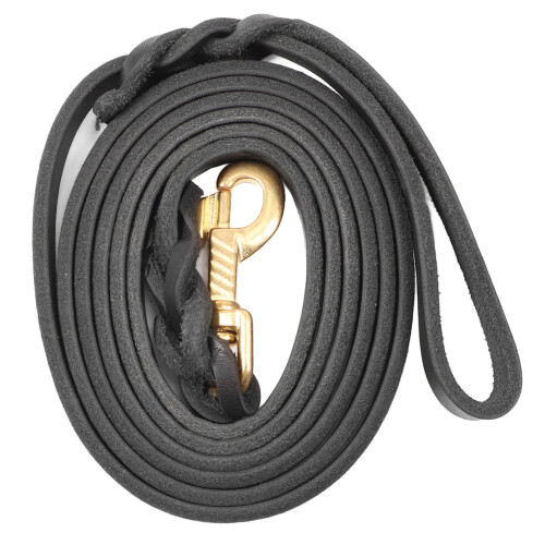 Cowhide Leather Dog Leash 210x1.2 cm Black 1