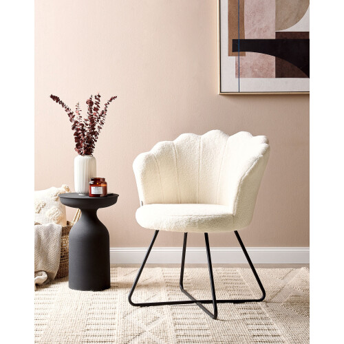 Beliani Armchair LOVELOCK Boucle White 1