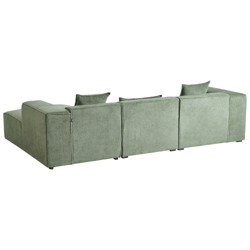 Beliani Corner Sofa 3 Seater DOLVA Chenille Dark Green Left Hand 2