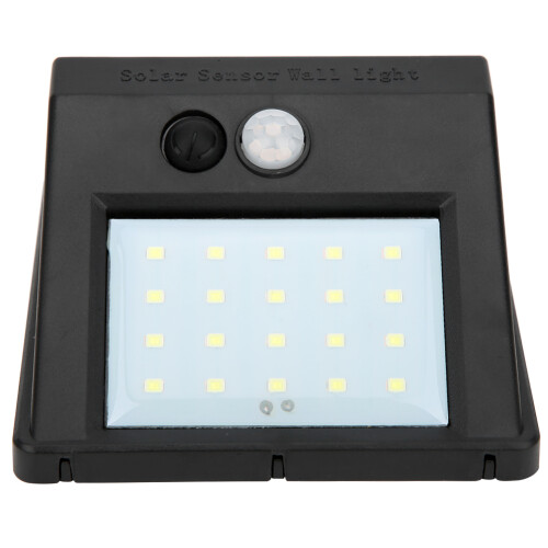 Solar Sensor Wall Lamp 20LED, 120 PIR, 3.7in, Black 1