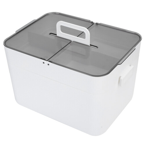 Large Double Layer Office Storage Box White ABS 21x28.4x21.9cm 1