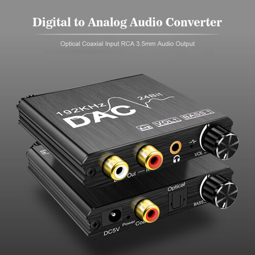 Compact DAC Converter 192kHz 24bit for Digital Audio with Optical Coaxial Input 2