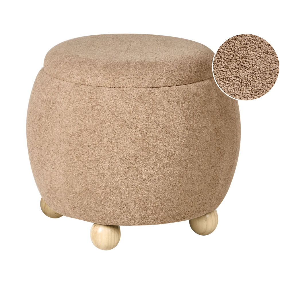Beliani Storage Pouffe Annabella Boucle Light/Brown