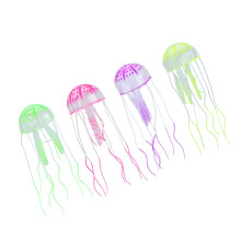 4 Stück Silikon-Kunststoffqualle Aquarium Dekoration, 5,5 cm, Pink Grün Lila Gelb