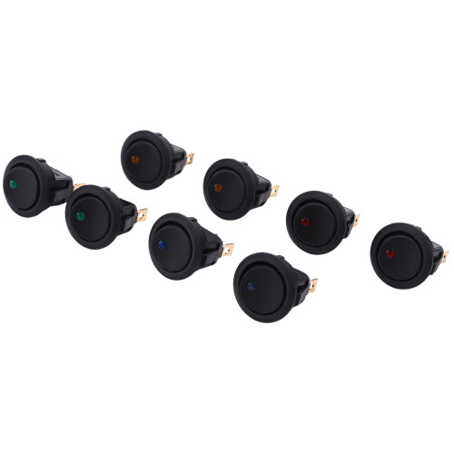 8PCS LED Dot Light 12V Car Auto Boat Round Rocker /OFF TOGGLE SPST