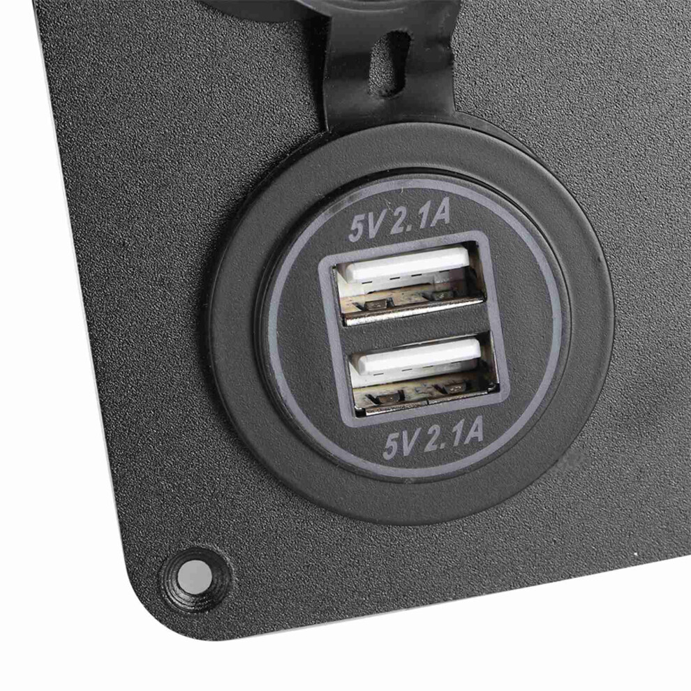 5 Gang Led Toggle Switch Panel With Volt Meter 12-24V Green 8461388329794