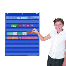 Classroom Pocket Chart with Fractions Decimals Cards 20.5x26.4in Educational Teaching Tool