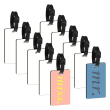10PCS Sublimation Blank Luggage Tags Blank Travel Bag Baggage Tags with Strap Double Sided Suitcase Label Tag