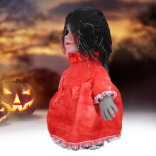 Schwarze Haar-Erschreckende Spuk-Puppe Gruselige Lauf-Attrappe Sprachsteuerung für Halloween