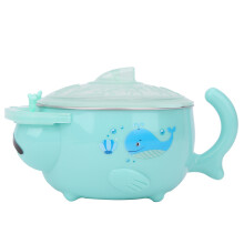 Edelstahl-Baby-Isolier-Schüssel 250ml Grün mit Saugnapf