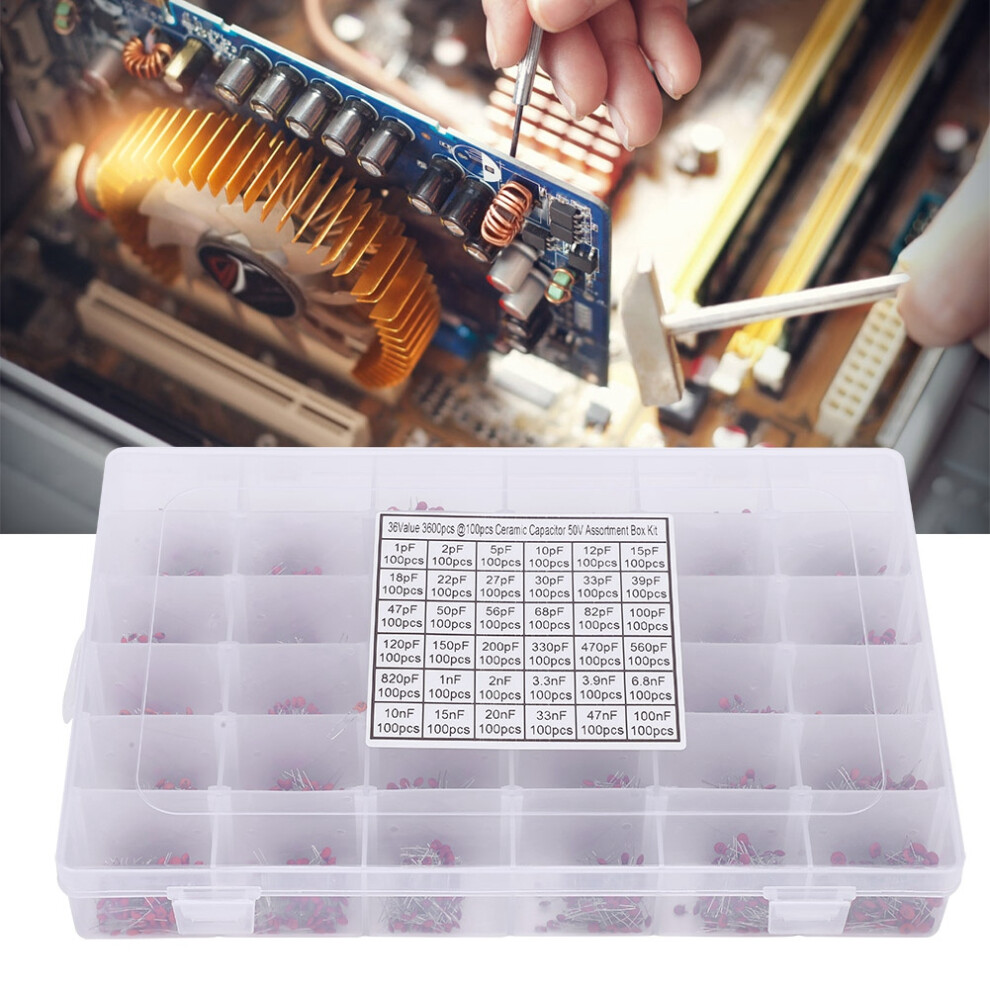 3600Pcs Ceramic Capacitor Kit 1Pf-100Nf 50V Axial Lead 4601388330428