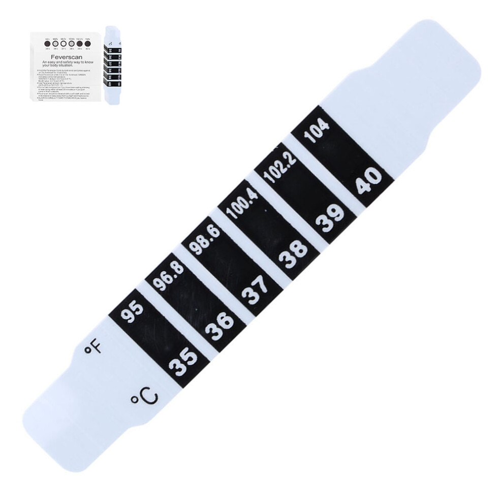 Reusable Forehead Thermometer Strips 20pcs, 35-40C, Color Change