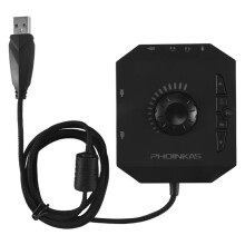 Phoinikas T10 Multi- Usb Hub Audio Adapter External Stereo Card With 3.5 Mm Headphones And Microphone Jack Black