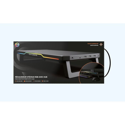 Bildschirmständer - NOVA GAMING - Celestium - Integrierter Hub - LED RGB - Schwarz 1