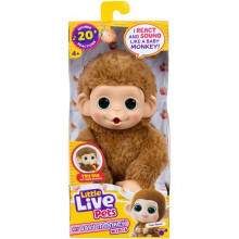 Little Live Pets Baby Monkey Minis - Pepi Peach. Interactive Pet Toy. 20+ Sounds & Reactions. Soft Brown Fur, 7.4" Tall. Super Realistic. Feed, Nurtur