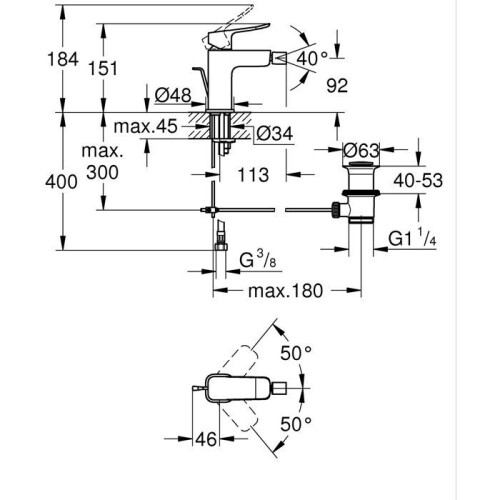 Grohe Bidetmischer - GROHE DICE - Chrom 2