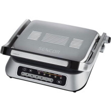 Kontaktgrill - Sencor - SBG 6031SS - 2100 W - 7 automatische Programme - abnehmbare antihaftbeschichtete Platten - Silber