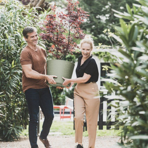 Blumentopf - ELEMENT - Kunststoff - Khaki - Konisch - Ø49,5xH42cm - 62,2L - EDA 1