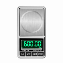 Mini Digital Jewelry Scale 600g/0.01g Pocket Scale with 7 Units Green LED