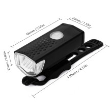Waterproof USB Rechargeable Bike Light, 800mAh, 65x35mm, Black/White