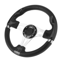 320mm Car Sport Steering Wheel with Horn Button, Aluminum PVC Plastic, Black
