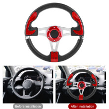 320mm Red Sport Steering Wheel with Horn Button for Car Universal