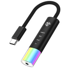 Universal Typec to 3.5mm Headphone Audio Converter Hifi Sound Quality 7.1 Channel Wired Call Typec Adapter Black